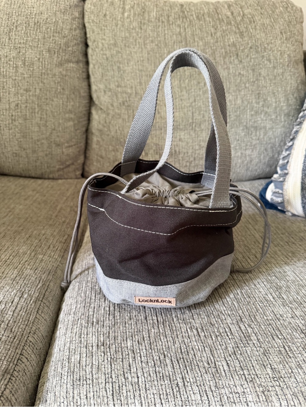 Two-Tone Brown & Gray Canvas Tote Bag